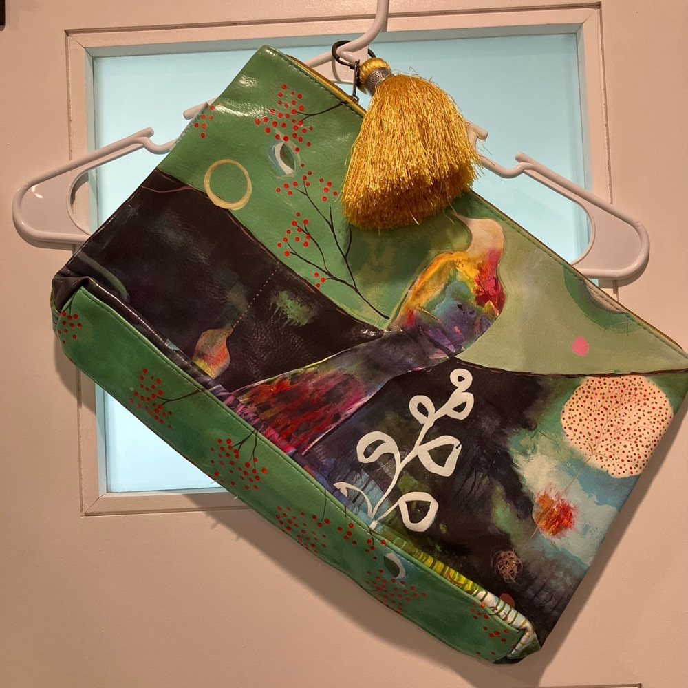 Papaya: large tassel pouch, artistic bag, carry all clutch.